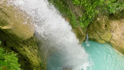 Waterfall in the tropical mountain jungle. Stock Footage 235752303