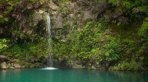 Waterfall in tropical paradise Stock Footage 9911713