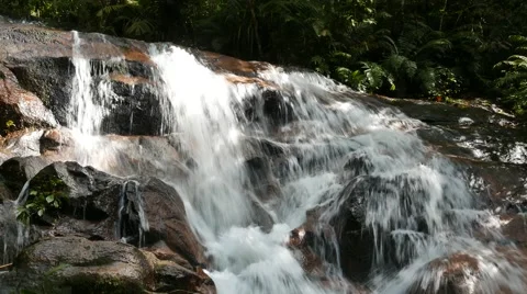 Waterfall in tropical rain-forest Stock Footage 57312802