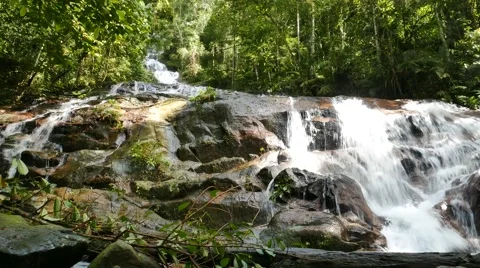 Waterfall in tropical rain-forest Stock Footage 57312850