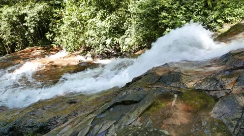 Waterfall in tropical rain-forest Stock Footage 57313358