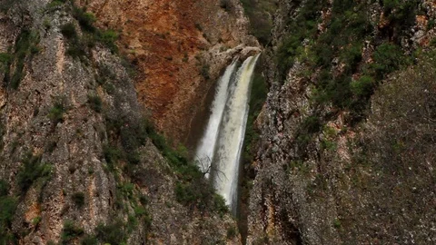 Waterfall with two streams Stock Footage 74087967