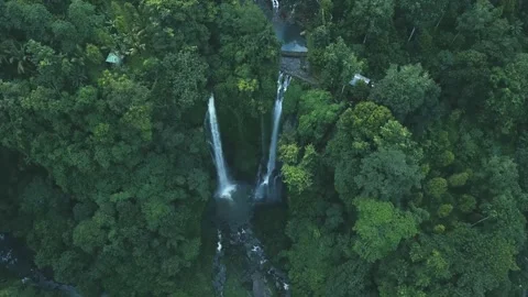 Waterfall with two streams is very beautiful Video stock 237260920