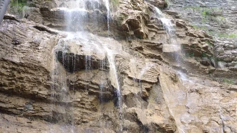 Waterfall Ucan Suv . Water flows down the rocks close up . Crimea Russia 2 Stock Footage 87094468