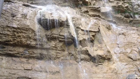 Waterfall Ucan Suv . Water flows down the rocks close up . Crimea Russia 3 Stock Footage 87094484