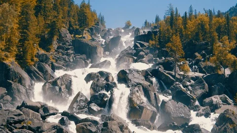 Waterfall uchar in altay mountains Stock Footage 96190784