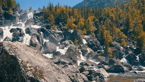 Waterfall uchar in altay mountains Stock Footage 96192527