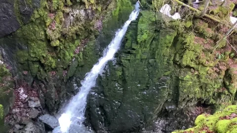 A waterfall under a cave and the source Hundsloch (Hundslochquelle) Stock Footage 294899173