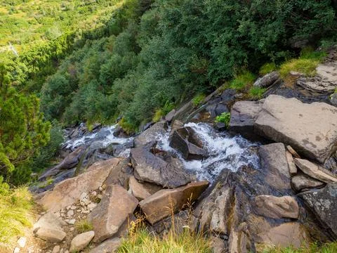 Waterfall under the peak of Hoverla Stock Photos