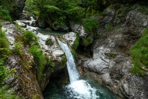Waterfall at the Val Vertova river 写真素材