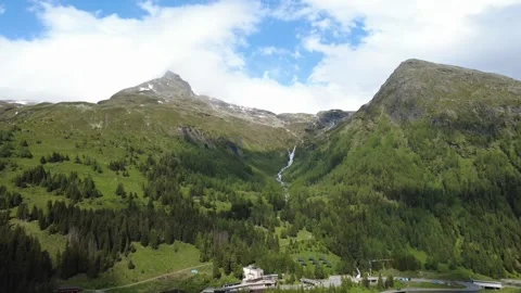 Waterfall Valley and Remote Outpost Stock Footage 311638000