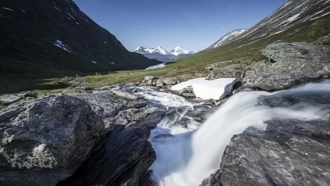 Waterfall in valley Stock Footage 87788290