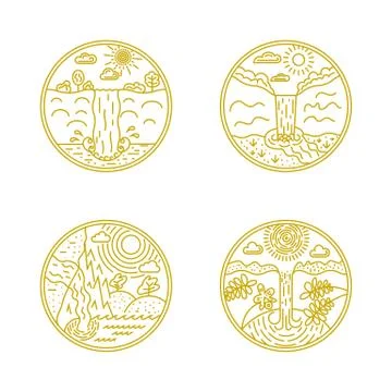 Waterfall vector badge Stock Illustration