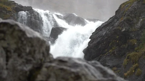 Waterfall  Vidfoss Stock Footage 97013694