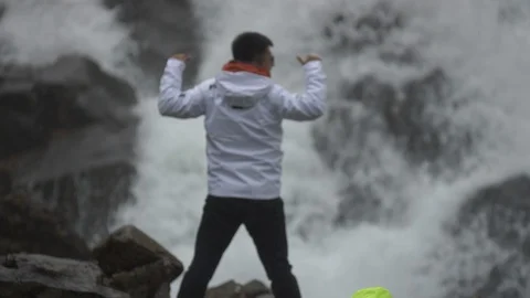 Waterfall  Vidfoss Stock Footage 97028956