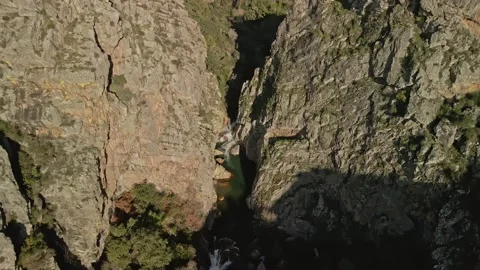 Waterfall view between the rocks in Portugal. Fragas de São Simão Stock Footage 170321888
