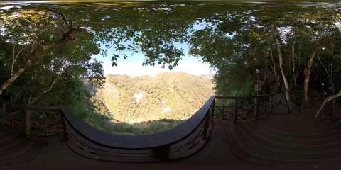 Waterfall view in Semuc Champey Natural monument, Guatemala, 360, VR Stock Footage 258065458