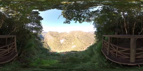 Waterfall view in Semuc Champey Natural monument, Guatemala, 360, VR Stock Footage 258065823