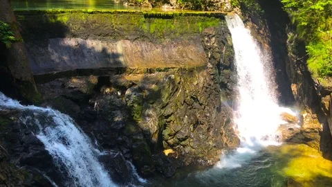 A waterfall at Vintgar Gorge Видео 112030928