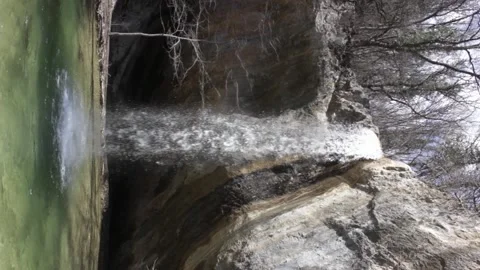 Waterfall Visor in Crimea in spring, waterfall, beautiful waterfall Visor in the Stock Footage 179429175