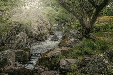 Waterfall in wales Stock Photos