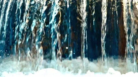 Waterfall. A wall of water falls from a height Stock Footage 236641598