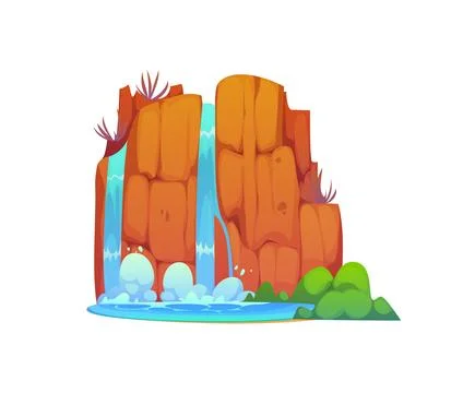 Waterfall water cascade or mountain river nature Stock Illustration
