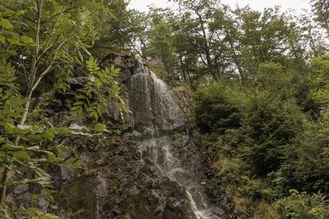 Waterfall with water falling down the rocks with nature forest Stock-Fotos