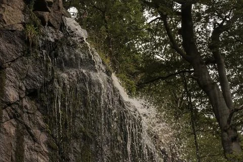 Waterfall with water falling down the rocks with nature forest Foto stock