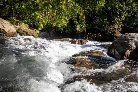 Waterfall water flow in rocks 写真素材