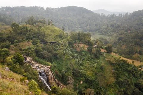 Waterfall on the way to Mount Ella Rock. Sri Lanka. Stock Photos