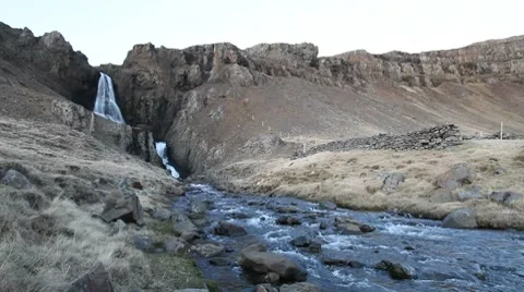 Waterfall in the Westfjords Video stock 7661127