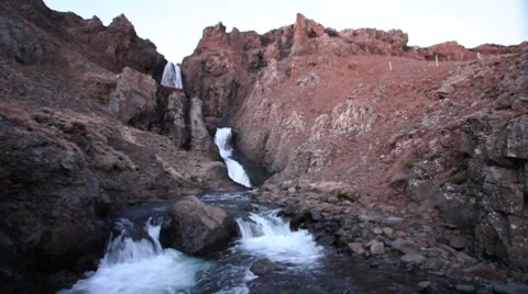Waterfall in the Westfjords Video stock 7662333