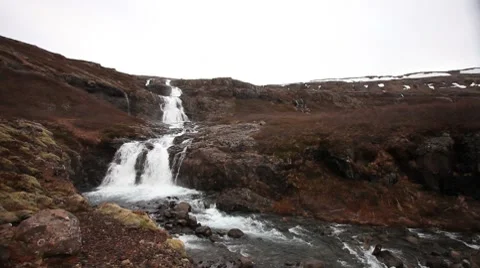 Waterfall in the Westfjords Video stock 7663232