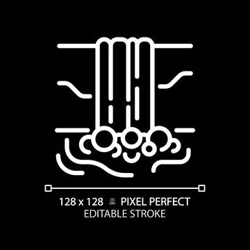 Waterfall white linear icon for dark theme イラスト素材