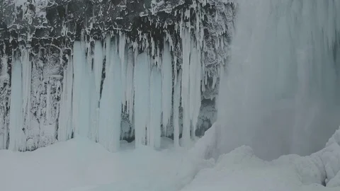 Waterfall winter close up Stock Footage 71783196