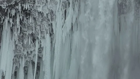 Waterfall winter close up real speed Stock Footage 71798578