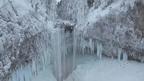 Waterfall winter drone Stock Footage 71798684