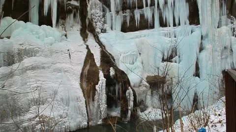 Waterfall in winter Stock Footage 20474719