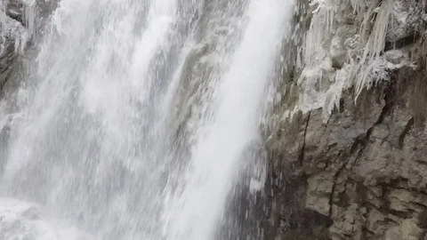 Waterfall in winter Stock Footage 69774272