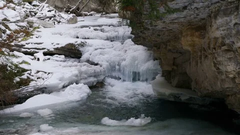 Waterfall in winter Stock Footage 82514107