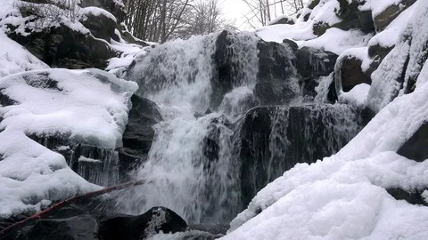 Waterfall in winter Stock Footage 102515771