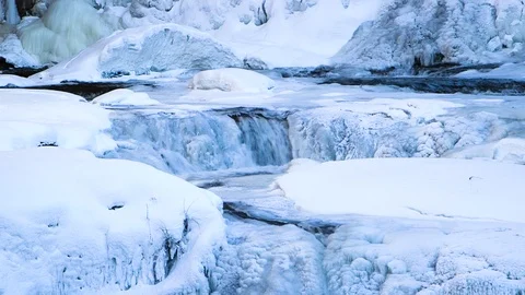 Waterfall in Winter Stock Footage 115268029
