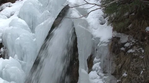 Waterfall in winter Stock Footage 143013841