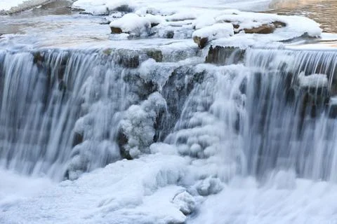 Waterfall in winter Stock Photos