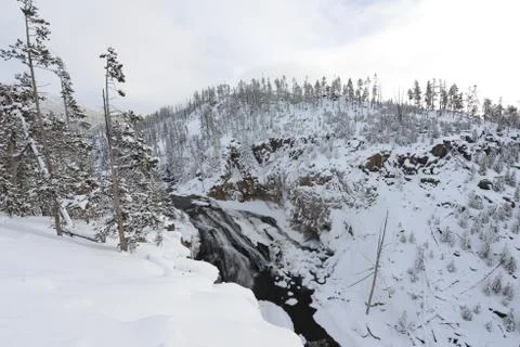 Waterfall in winter Foto stock