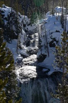 Waterfall in winter Foto stock