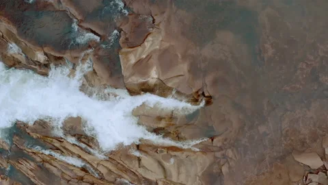 Waterfall in the Winter. Rapid Flow of Water from a Mountain Creek Stock Footage 147187199