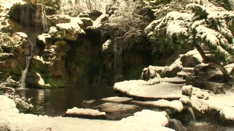 Waterfall in the winter snow 6 Vídeo Stock 596402