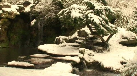Waterfall in the winter snow 7 Stock Footage 596410